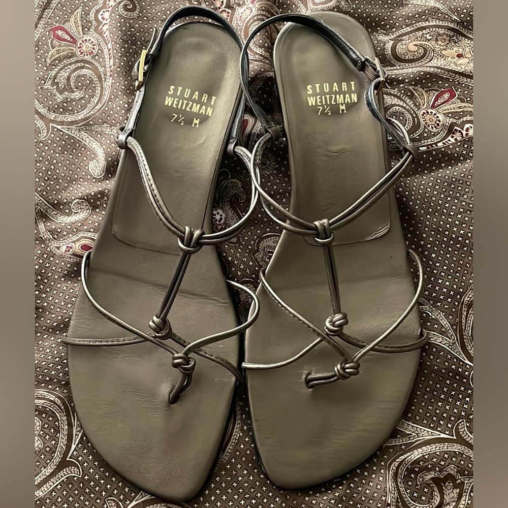 Stuart Weitzman Bronze Strappy Knotted Elegant Sandals 7.5